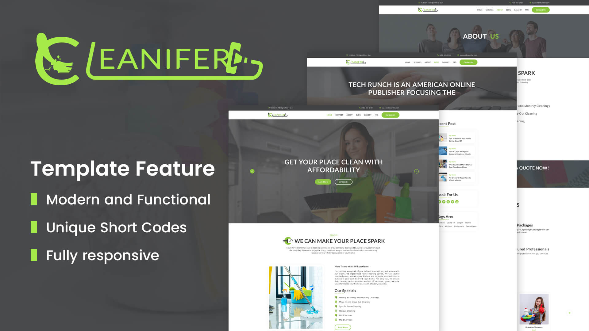 Cleanifer – Cleaning Company Website Template | HTML Template