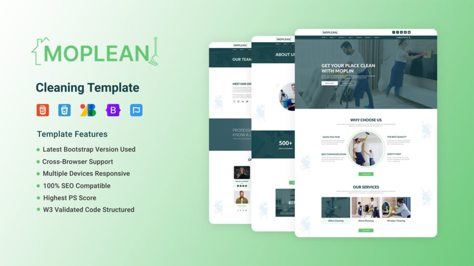 Moplean - Cleaning Service Bootstrap Template