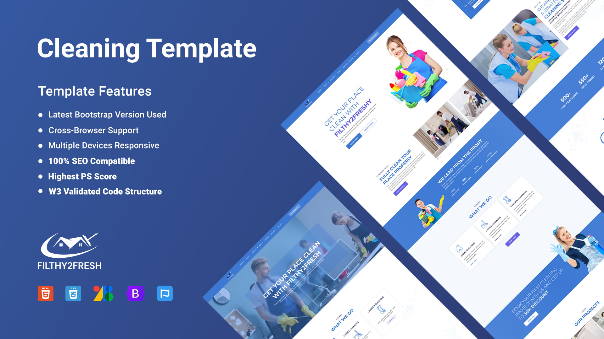 Filthy2Fresh - Cleaning Service Bootstrap Template | Designtocodes