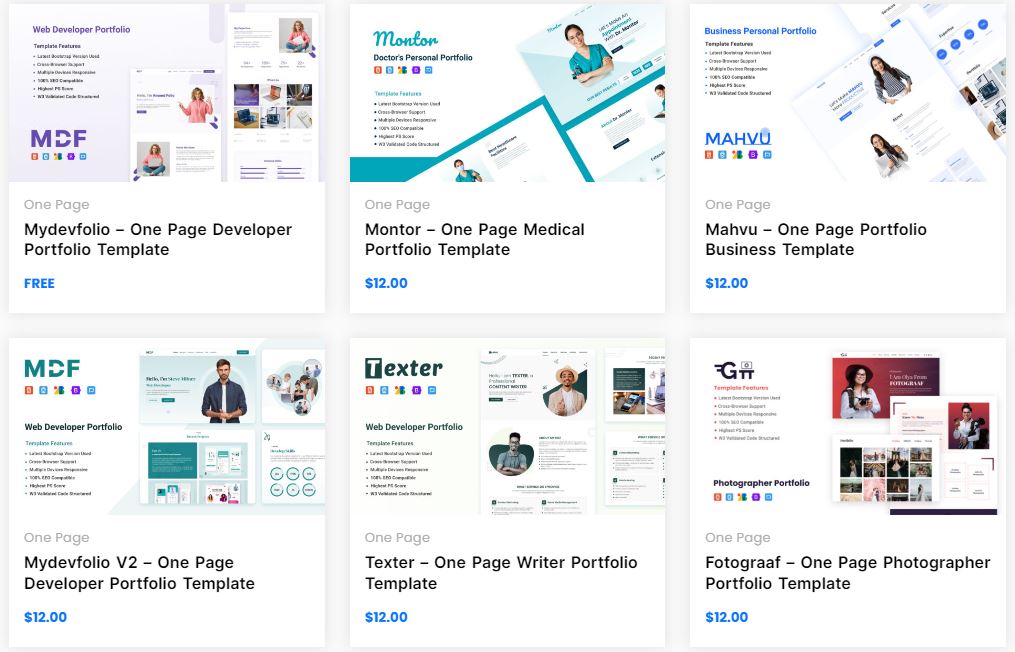 One Page Bootstrap Template Bundle