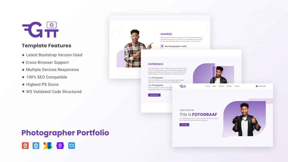 Fotograaf - One Page Professional Photographer Website Template | DesignToCodes