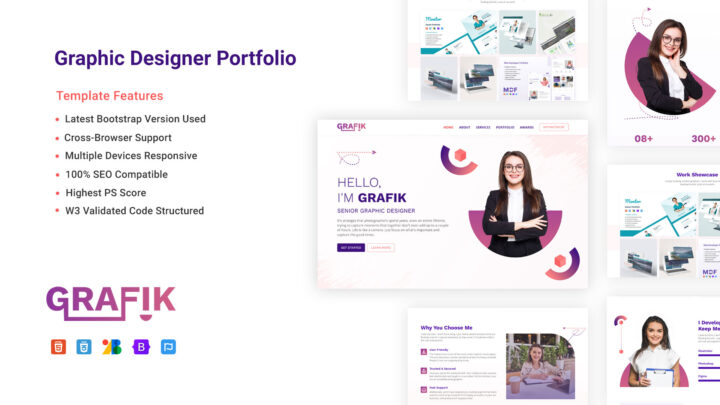 GRAFIK – Graphic Designer Portfolio Website Template | DesignToCodes