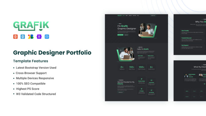 GRAFIK V3 - Graphic Designer Portfolio Website Template | DesignToCodes
