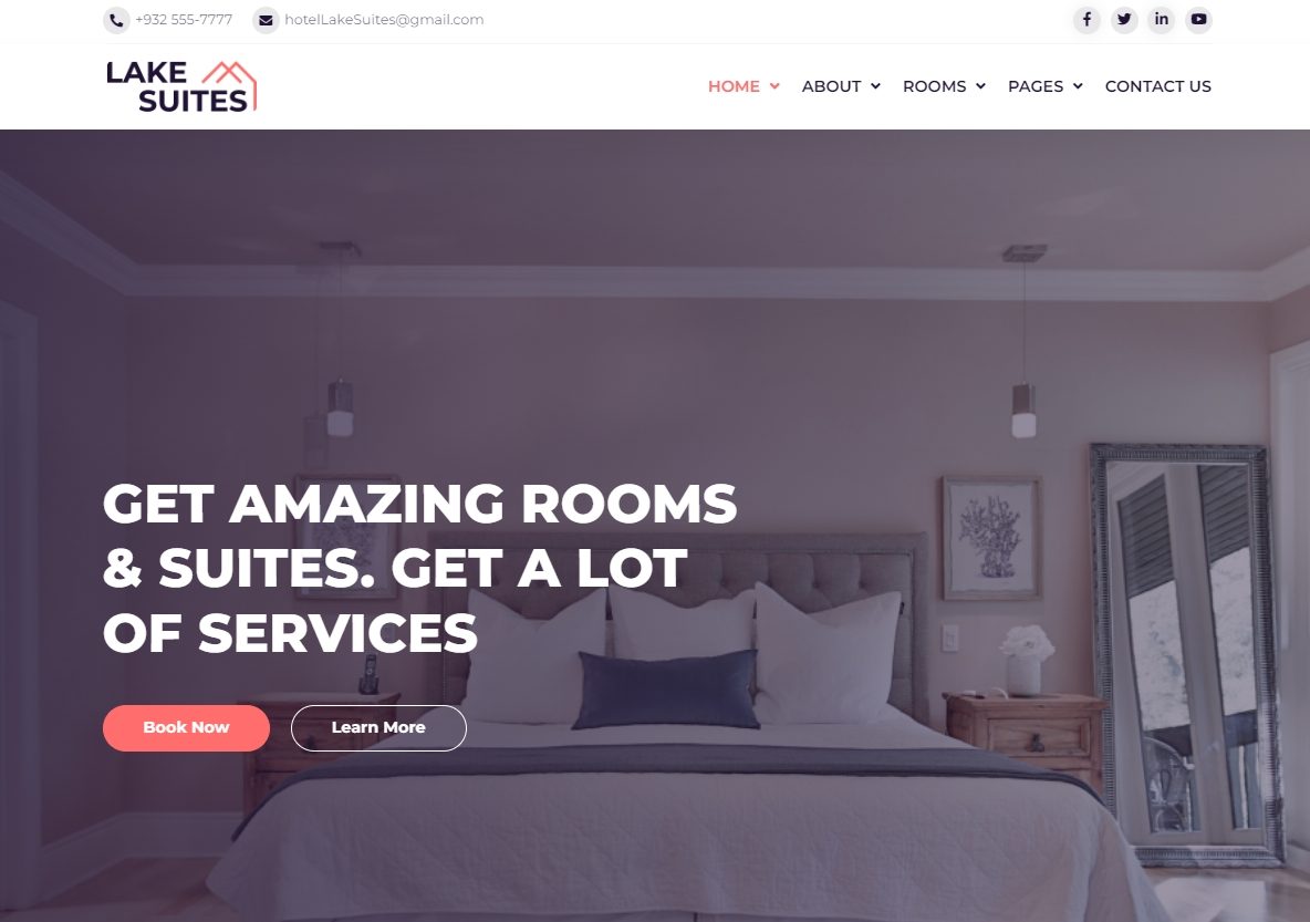 Lakesuites - Hotel Website Template - Home Page Header - DesignToCodes